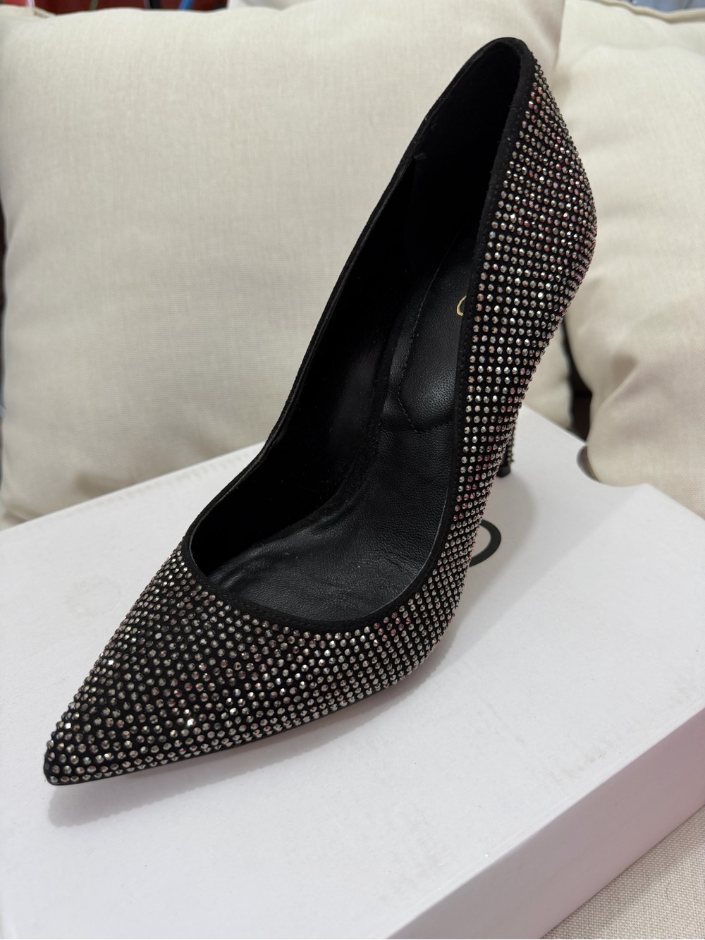ALDO Black Pointed Toe Crystal-Embellished heels